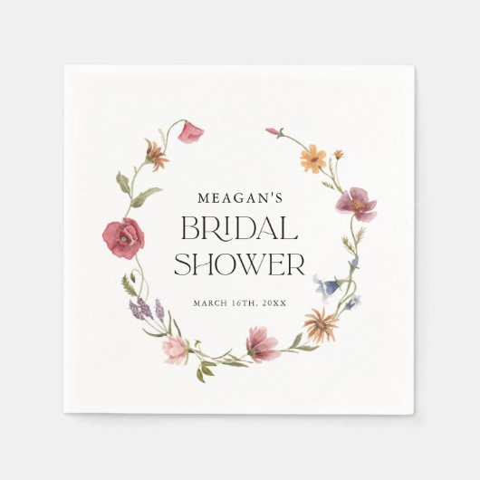 Serviette En Papier Fête des mariées florale fleur sauvage Spring (Devant)