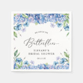 Serviette En Papier Fête des mariées florale moderne Blue Hydrangea (Devant)
