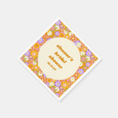 Serviette En Papier Fête des mariées Florale orange rétro (Coin)