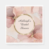 Serviette En Papier Fête des mariées florale romantique rose rose or r (Devant)