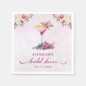 Serviette En Papier Fête des mariées florale rose (Devant)