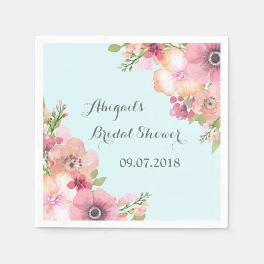 Serviette En Papier Fête des mariées florale rose clair serviettes (Devant)