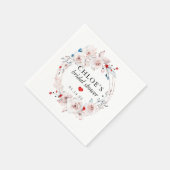 Serviette En Papier Fête des mariées florale rose rustique (Coin)