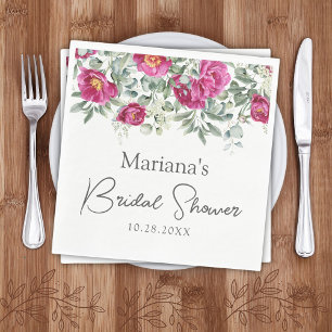 Serviette En Papier Fête des mariées florale rose vert