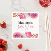Serviette En Papier Fête des mariées florale rose vif Napkin (En situation)