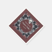 Serviette En Papier Fête des mariées florale rouge gothique noire (Coin)
