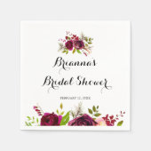 Serviette En Papier Fête des mariées florale rousse bordeaux rustique (Devant)