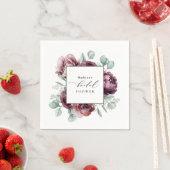 Serviette En Papier Fête des mariées florale Rustique Bourgogne (En situation)