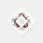 Serviette En Papier Fête des mariées florale Rustique Bourgogne (Coin)