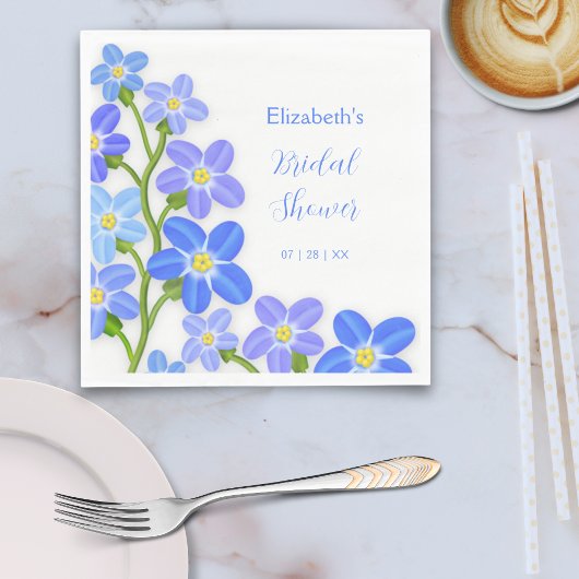 Serviette En Papier Fête des mariées Florale Violet Bleu Oublié-Moi-No