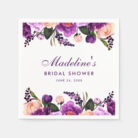 Serviette En Papier Fête des mariées florale violet ultra violet (Devant)
