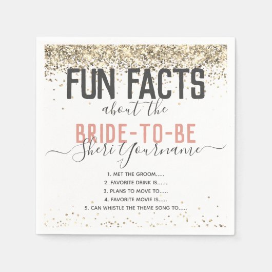 Serviette En Papier Fête des mariées Fun Facts Gold Parties scintillan (Devant)