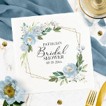 Serviette En Papier Fête des mariées géométrique bleu-bleu floral<br><div class="desc">Fête des mariées géométrique bleu-bleu floral</div>
