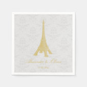 Serviette En Papier Fête des mariées Gold Eiffel Tower Damask (Devant)