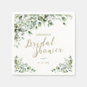 Serviette En Papier Fête des mariées Gold Green Eucalyptus (Devant)
