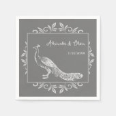 Serviette En Papier Fête des mariées grise Peacock (Devant)