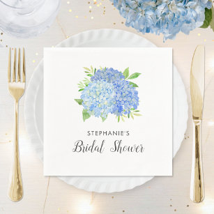 Serviette En Papier Fête des mariées Hydrangea Blue Floral