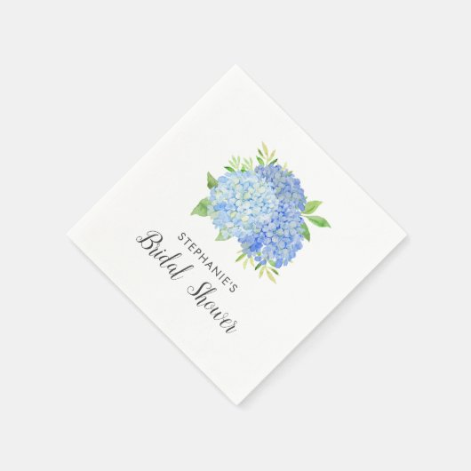 Serviette En Papier Fête des mariées Hydrangea Blue Floral (Coin)