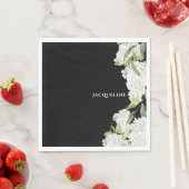 Serviette En Papier Fête des mariées II d'hydrangées blanches noires (En situation)