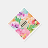 Serviette En Papier Fête des mariées Kraft Brown florale moderne (Coin)