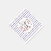 Serviette En Papier Fête des mariées Lavender Rose Lilac Stripes (Coin)