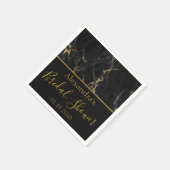 Serviette En Papier Fête des mariées Marbre noir et or élégant (Coin)