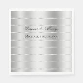 Serviette En Papier Fête des mariées Mariage de ruban argenté chic (Devant)