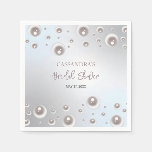 Serviette En Papier Fête des mariées minimale en argent perle blanche (Devant)
