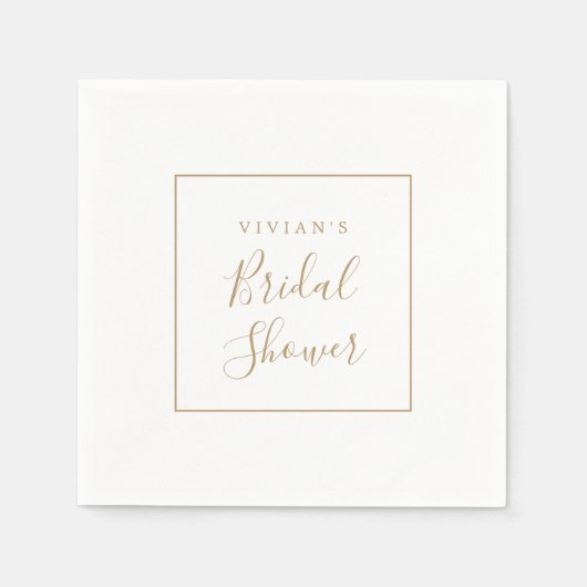 Serviette En Papier Fête des mariées minimale en or (Devant)