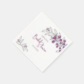 Serviette En Papier Fête des mariées minimale Purple Berries Feuilles (Coin)