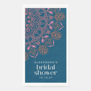 Serviette En Papier Fête des mariées moderne Bohemian Blue Mandala per