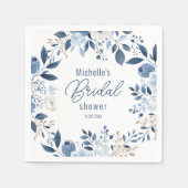 Serviette En Papier Fête des mariées moderne de Boho Floral bleu Dusty (Devant)