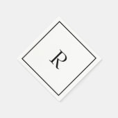Serviette En Papier Fête des mariées Monogrammes Nom Mariage noir blan (Coin)