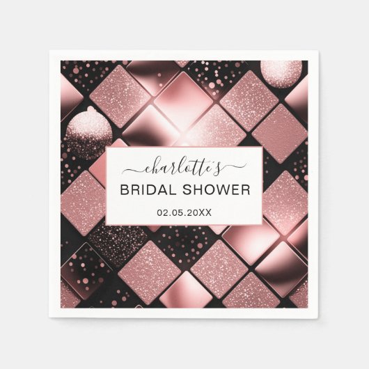 Serviette En Papier Fête des mariées Motif Parties scintillant moderne (Devant)