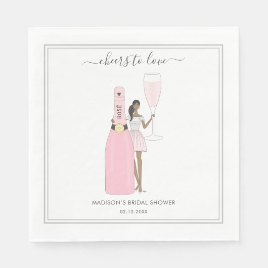 Serviette En Papier Fête des mariées Napkin - Rose Bubbly (Devant)