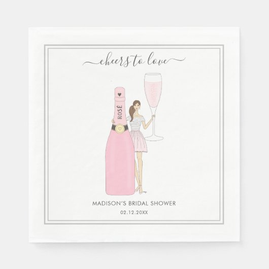 Serviette En Papier Fête des mariées Napkin - Rose Bubbly (Devant)