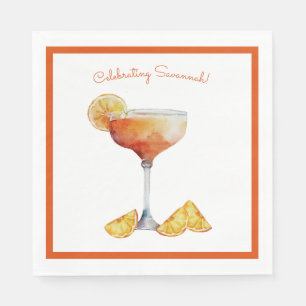 Serviette En Papier Fête des mariées orange et blanche
