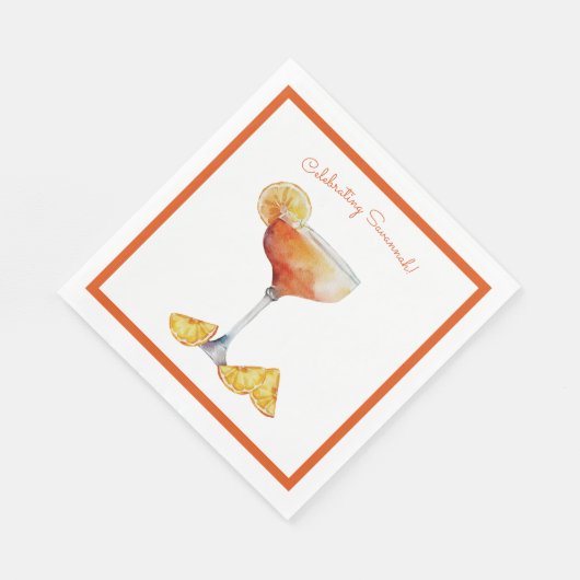 Serviette En Papier Fête des mariées orange et blanche (Coin)
