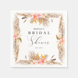 Serviette En Papier Fête des mariées Pampas tropicale
