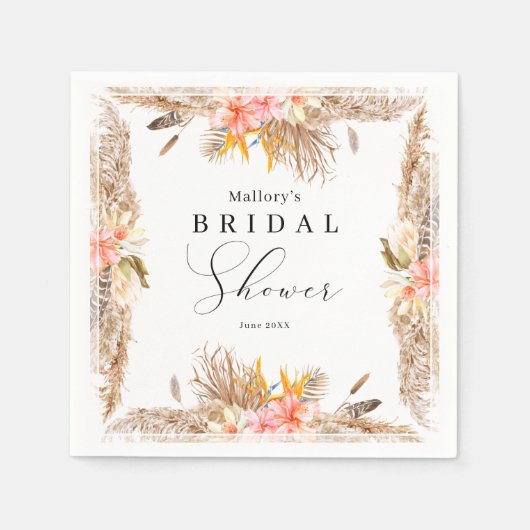 Serviette En Papier Fête des mariées Pampas tropicale (Devant)