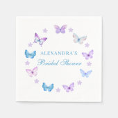Serviette En Papier Fête des mariées papillon bleu rose violet (Devant)