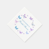 Serviette En Papier Fête des mariées papillon bleu rose violet (Coin)