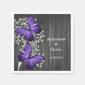 Serviette En Papier Fête des mariées papillon violet rustique Napkin (Devant)