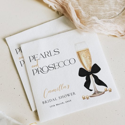 Serviette En Papier Fête des mariées Pearl & Prosecco Black Bow