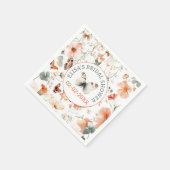 Serviette En Papier Fête des mariées PERSONNALISÉE D'Aquarelle Papillo (Coin)