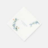 Serviette En Papier Fête des mariées personnalisée Fleur sauvage bleu (Coin)