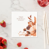 Serviette En Papier Fête des mariées personnalisée Mocha Blooms Waterc (En situation)