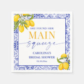Serviette En Papier Fête des mariées principale bleu jaune Citron (Devant)