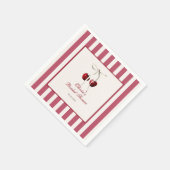 Serviette En Papier Fête des mariées rayée cerise (Coin)