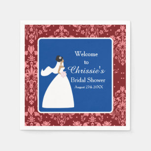 Serviette En Papier Fête des mariées Red Damask Bride